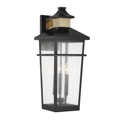 Savoy House Kingsley 3Lt Outdoor Wall Lantern, Black/Brass - 5-715-143