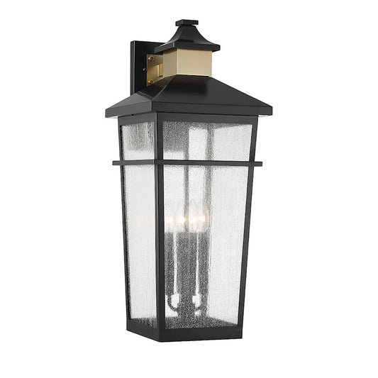 Savoy House Kingsley 4Lt Outdoor Wall Lantern, Black/Brass - 5-716-143