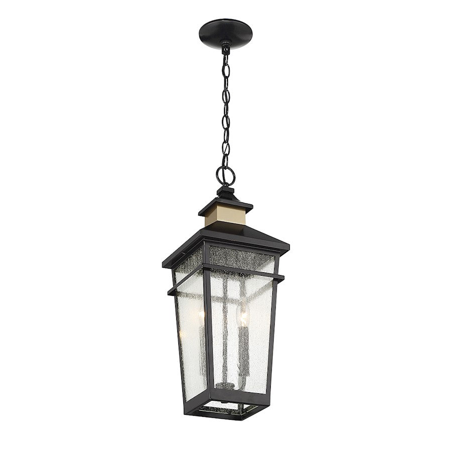 Savoy House Kingsley 2Lt Outdoor Hanging Lantern, Black/Brass