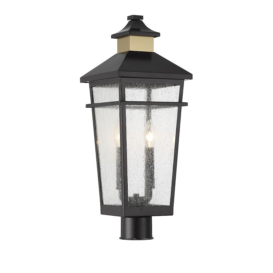 Savoy House Kingsley 2 Light Outdoor Post Lantern, Black/Brass/Clear