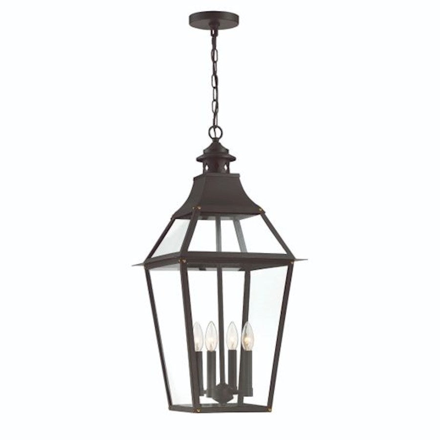 Savoy House Jackson 4Lt Outdoor Hanging Lantern, Black/Gold - 5-723-153