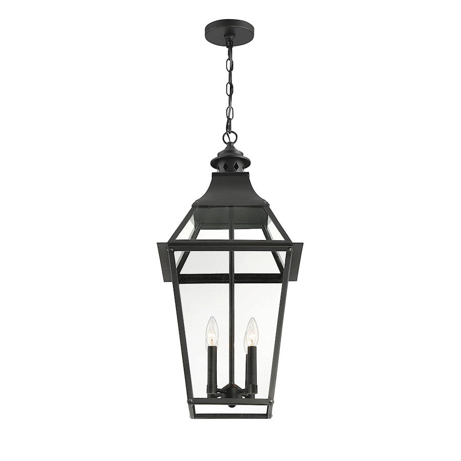 Savoy House Jackson 4Lt Outdoor Hanging Lantern, Black/Gold