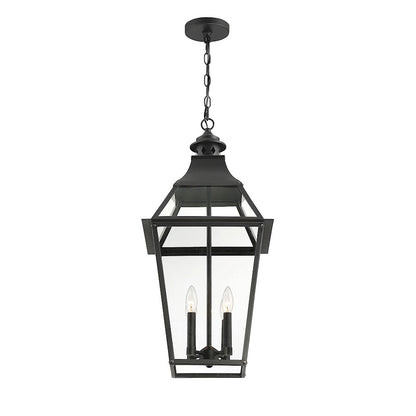 Savoy House Jackson 4Lt Outdoor Hanging Lantern, Black/Gold