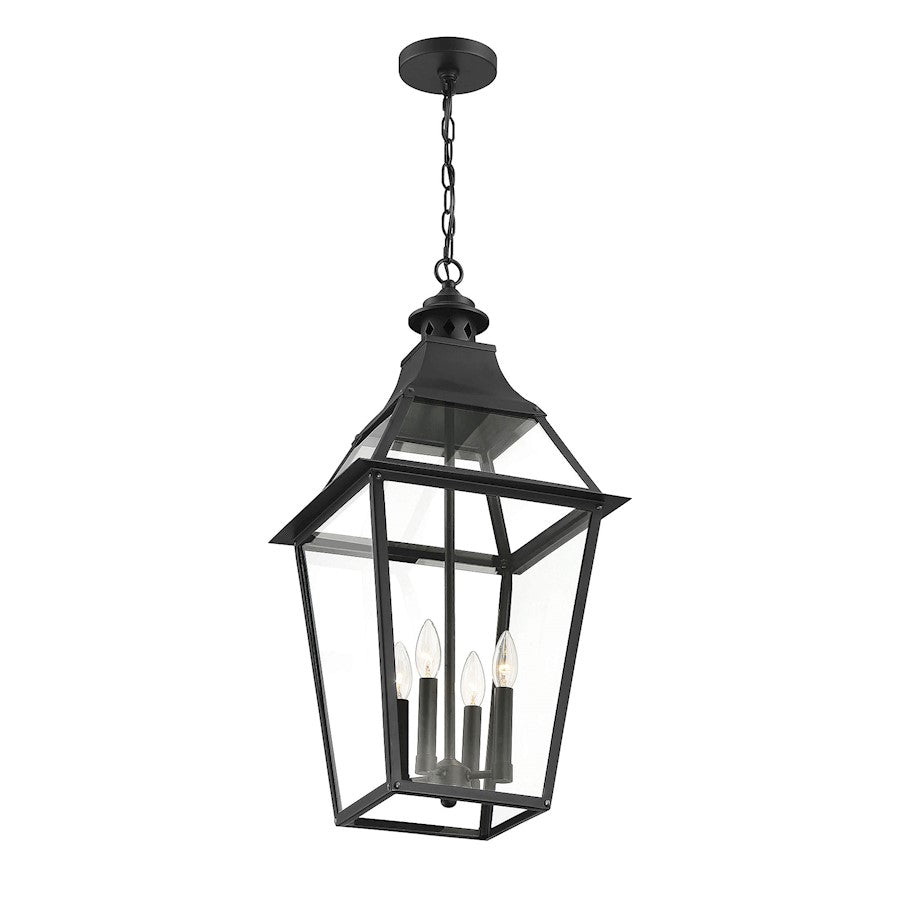 Savoy House Jackson 4Lt Outdoor Hanging Lantern, Black/Gold