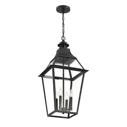 4 Light Outdoor Pendant, Black