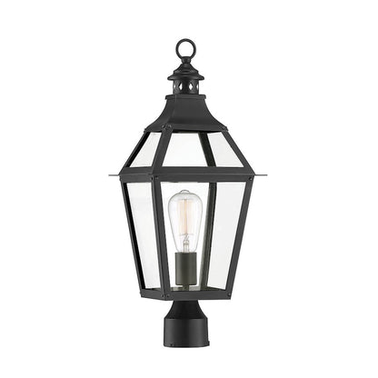 Savoy House Jackson 1 Light Outdoor Post Lantern, Black/Gold