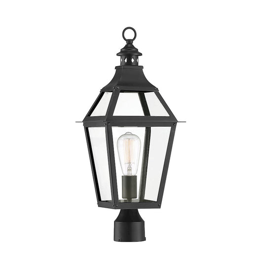 Savoy House Jackson 1 Light Outdoor Post Lantern, Black/Gold