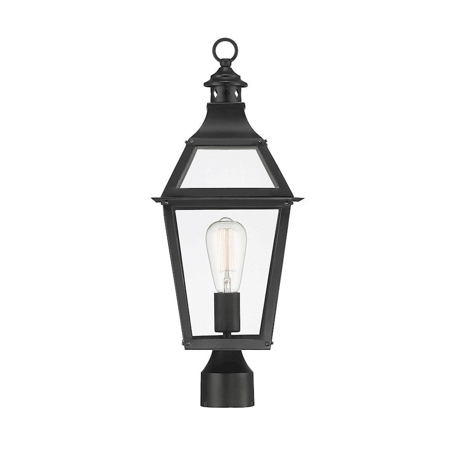 Savoy House Jackson 1Lt Outdoor Post Lantern, Black/Gold Highlights