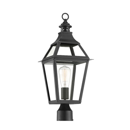 Savoy House Jackson 1 Light Outdoor Post Lantern, Black/Gold