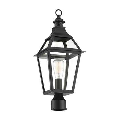 Savoy House Jackson 1 Light Outdoor Post Lantern, Black/Gold