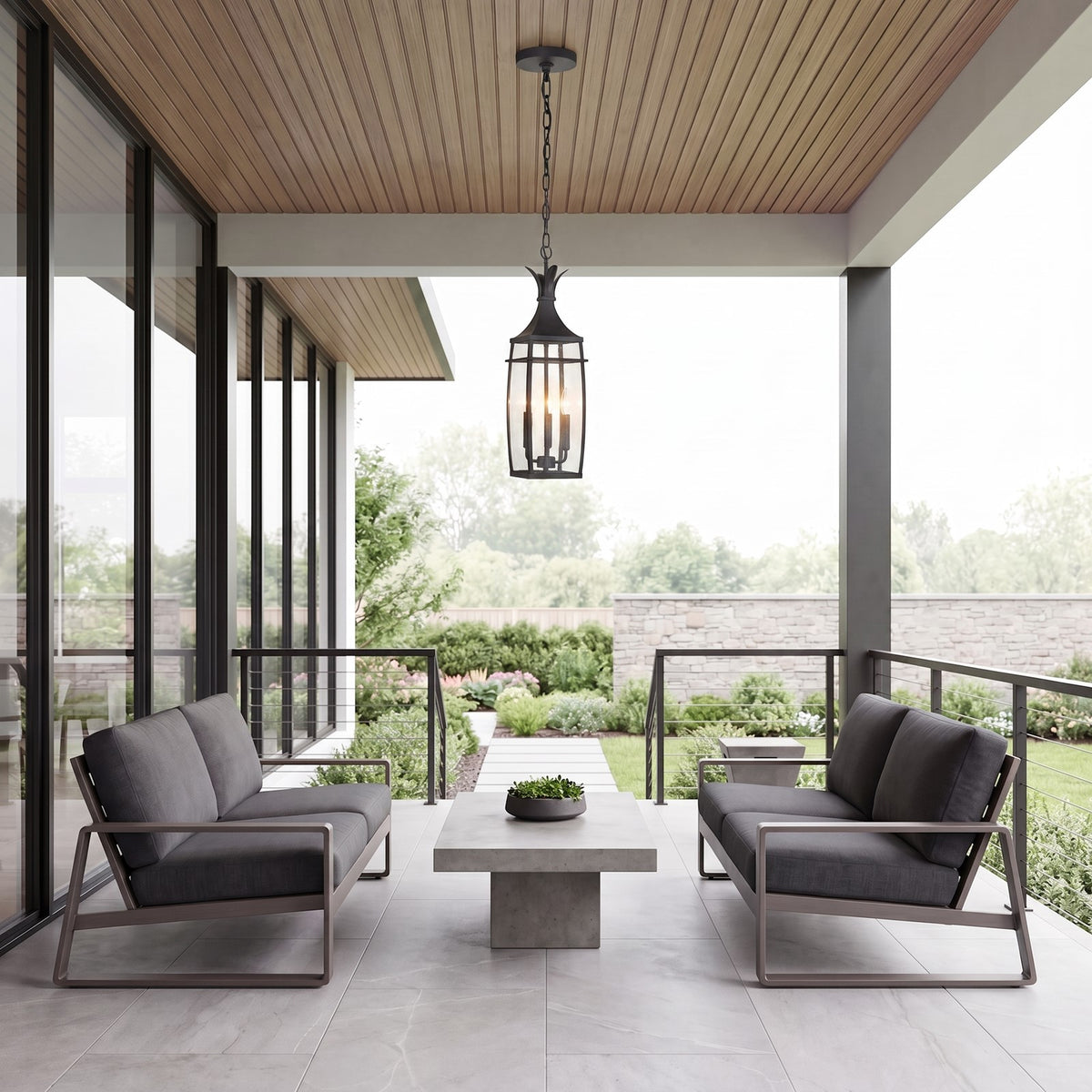 Savoy House Montpelier 3 Light Outdoor Hanging Lantern, Black/Clear