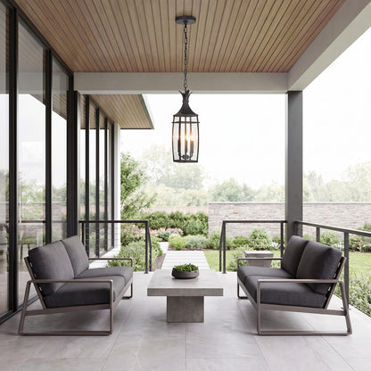 Savoy House Montpelier 3 Light Outdoor Hanging Lantern, Black/Clear