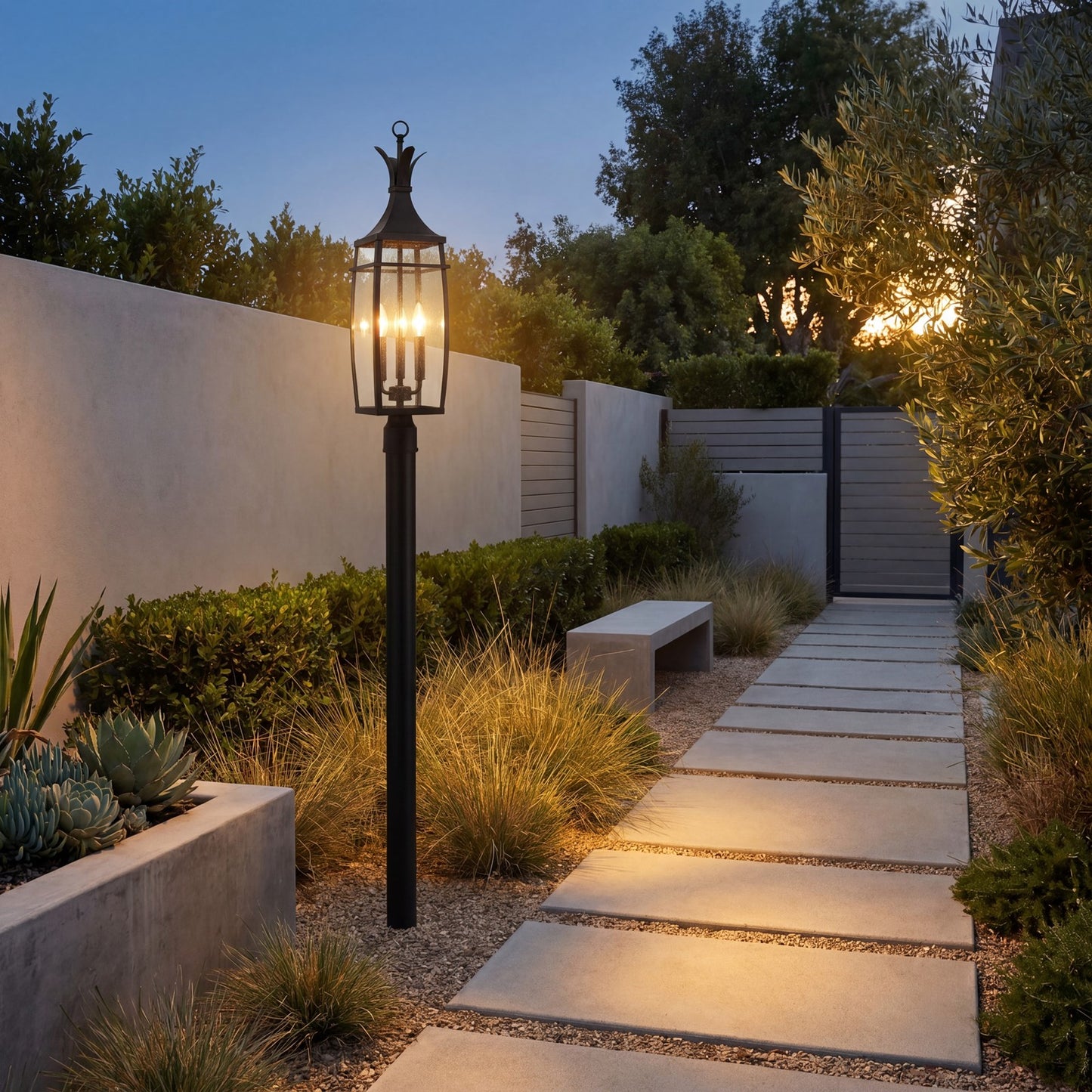 Savoy House Montpelier 3 Light Outdoor Post Lantern, Black/Clear