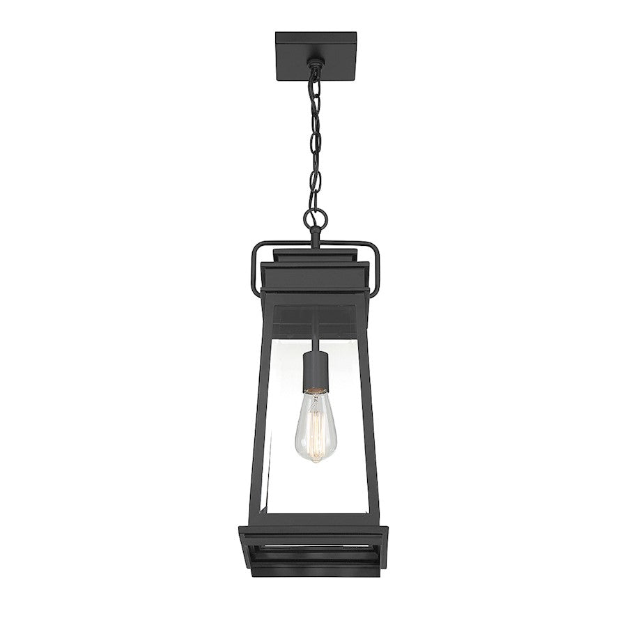 Savoy House Boone 1 Light Outdoor Hanging Lantern, Black/Clear