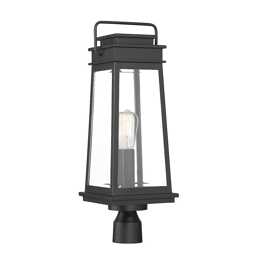 Savoy House Boone 1 Light Outdoor Post Lantern, Black/Clear Beveled