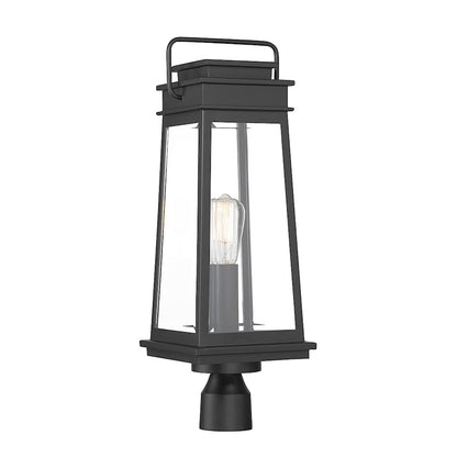 Savoy House Boone 1 Light Outdoor Post Lantern, Black/Clear Beveled