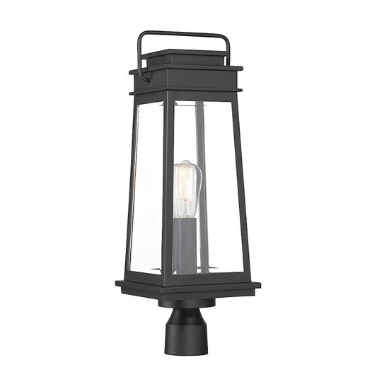 Savoy House Boone 1 Light Outdoor Post Lantern, Black/Clear Beveled