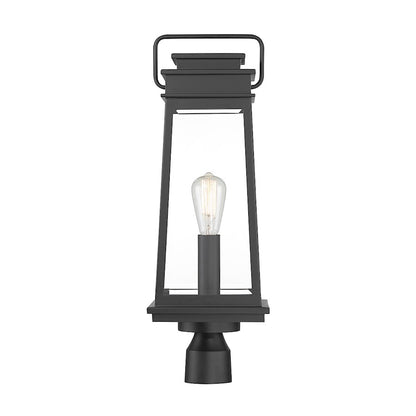 Savoy House Boone 1 Light Outdoor Post Lantern, Black/Clear Beveled