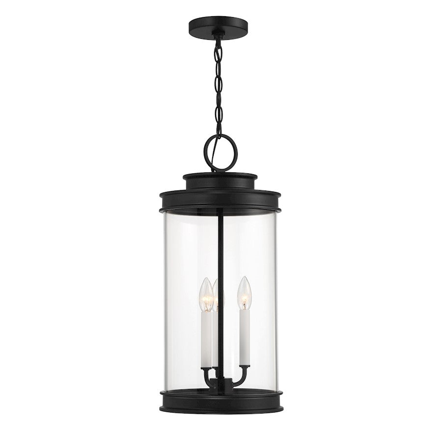Savoy House Englewood 3 Light Outdoor Hanging Lantern, Black/Clear