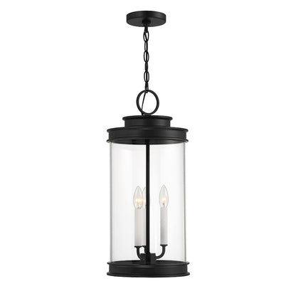 Savoy House Englewood 3 Light Outdoor Hanging Lantern, Black/Clear