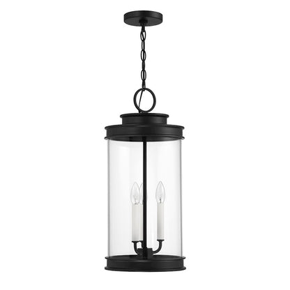 Savoy House Englewood 3 Light Outdoor Hanging Lantern, Black/Clear