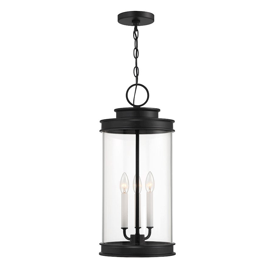 Savoy House Englewood 3 Light Outdoor Hanging Lantern, Black/Clear