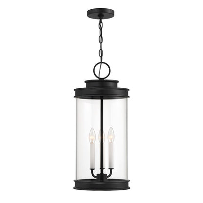 Savoy House Englewood 3 Light Outdoor Hanging Lantern, Black/Clear