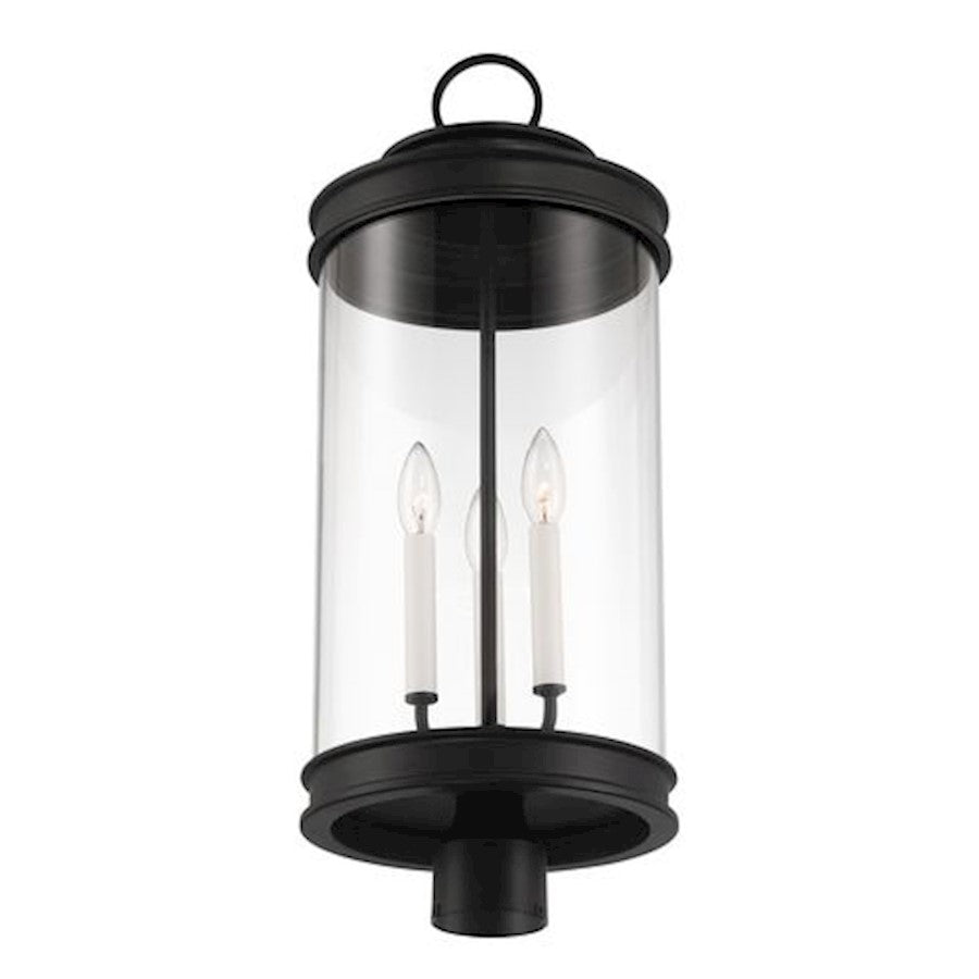 Savoy House Englewood 3 Light Outdoor Post Lantern, Black/Clear
