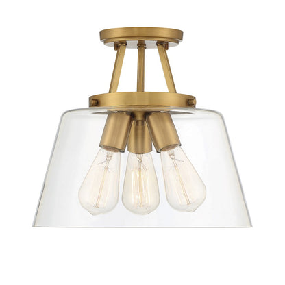 Savoy House Calhoun 3-Light Ceiling Light, Warm Brass