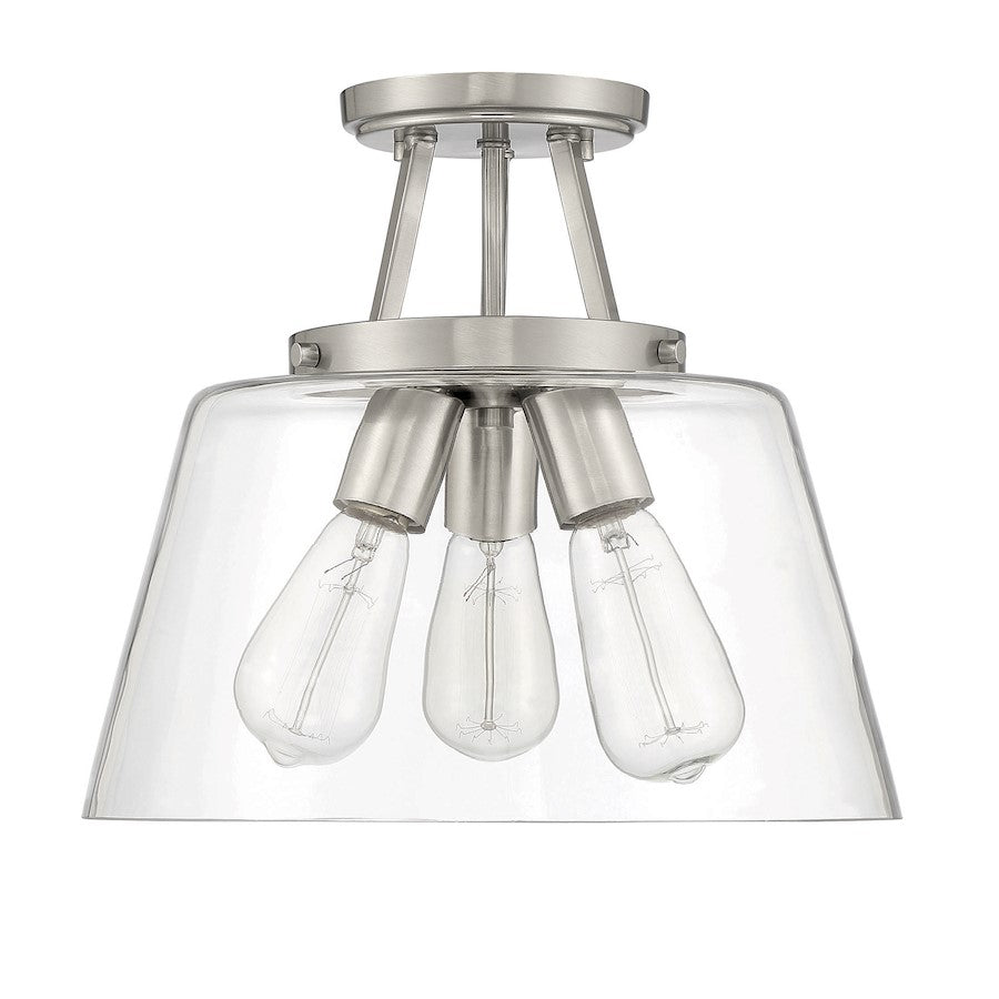 Savoy House Calhoun 3-Light Ceiling Light, Satin Nickel