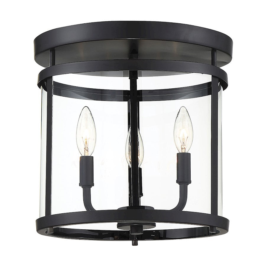 Savoy House Penrose 3 Light Flush Mount, Black