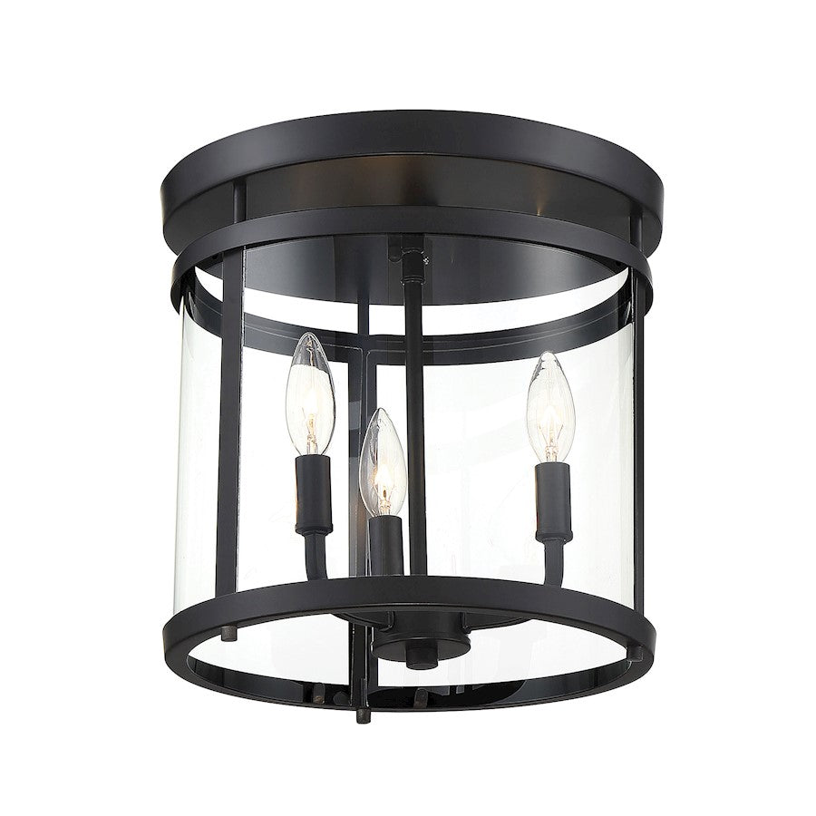 Savoy House Penrose 3 Light Flush Mount, Black