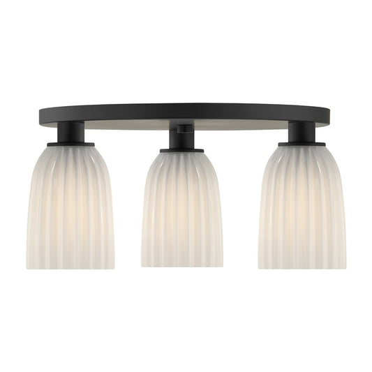 Savoy House Essentials Baldwin 3Lt Flush Mount, Black/White