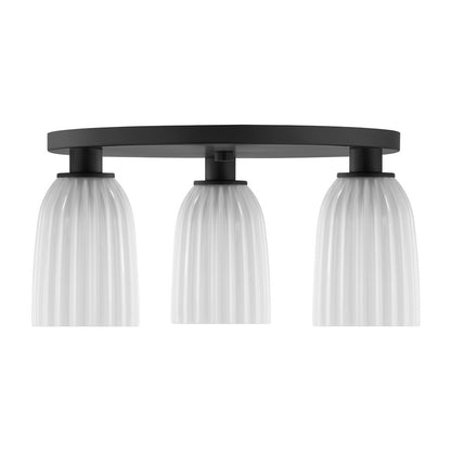 Savoy House Essentials Baldwin 3Lt Flush Mount, Black/White