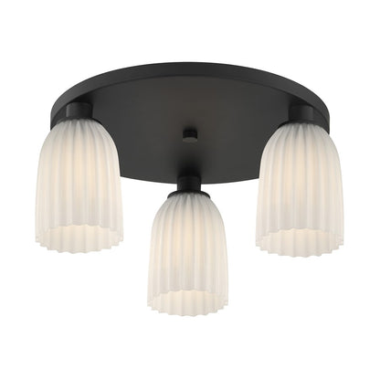 Savoy House Essentials Baldwin 3Lt Flush Mount, Black/White