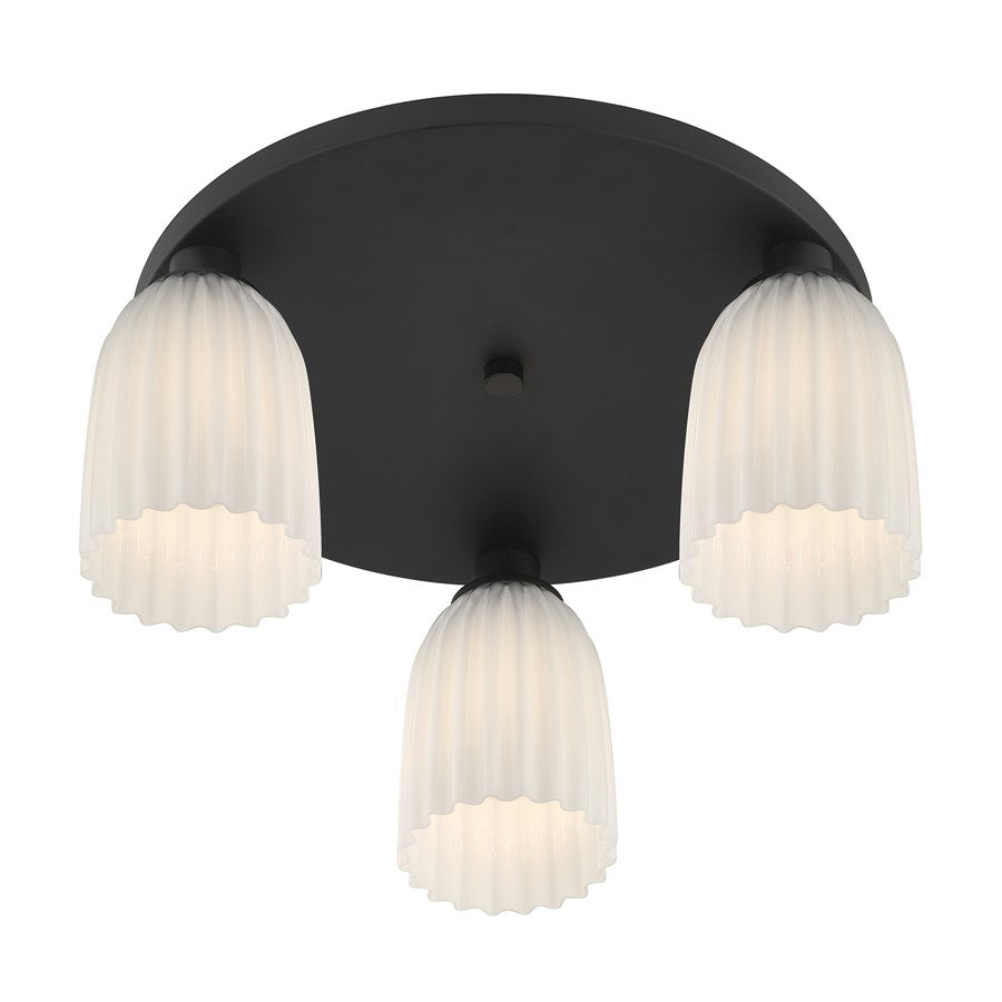 Savoy House Essentials Baldwin 3Lt Flush Mount, Black/White