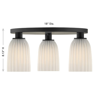 Savoy House Essentials Baldwin 3Lt Flush Mount, Black/White