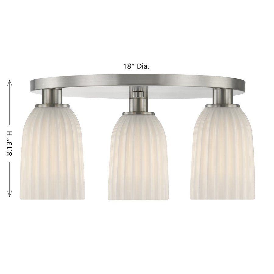 Savoy House Essentials Baldwin 3Lt Flush Mount, Satin Nickel