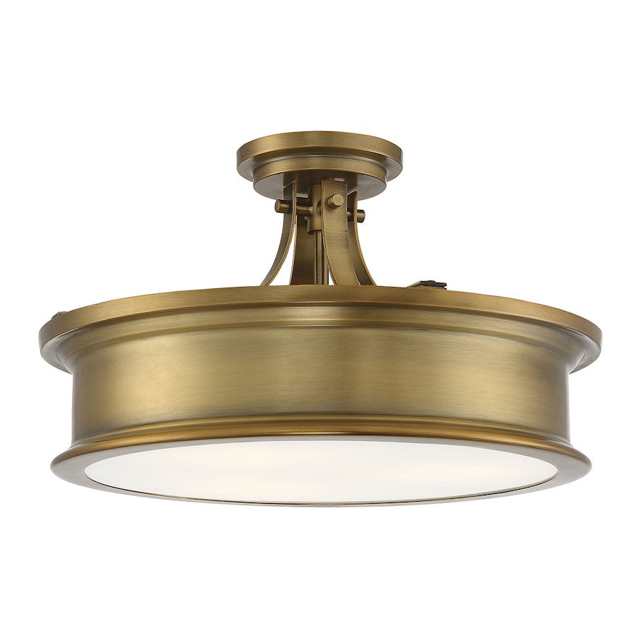 Savoy House Watkins 3-Light 9" Ceiling Light, Warm Brass