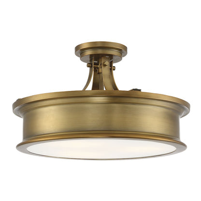Savoy House Watkins 3-Light 9" Ceiling Light, Warm Brass