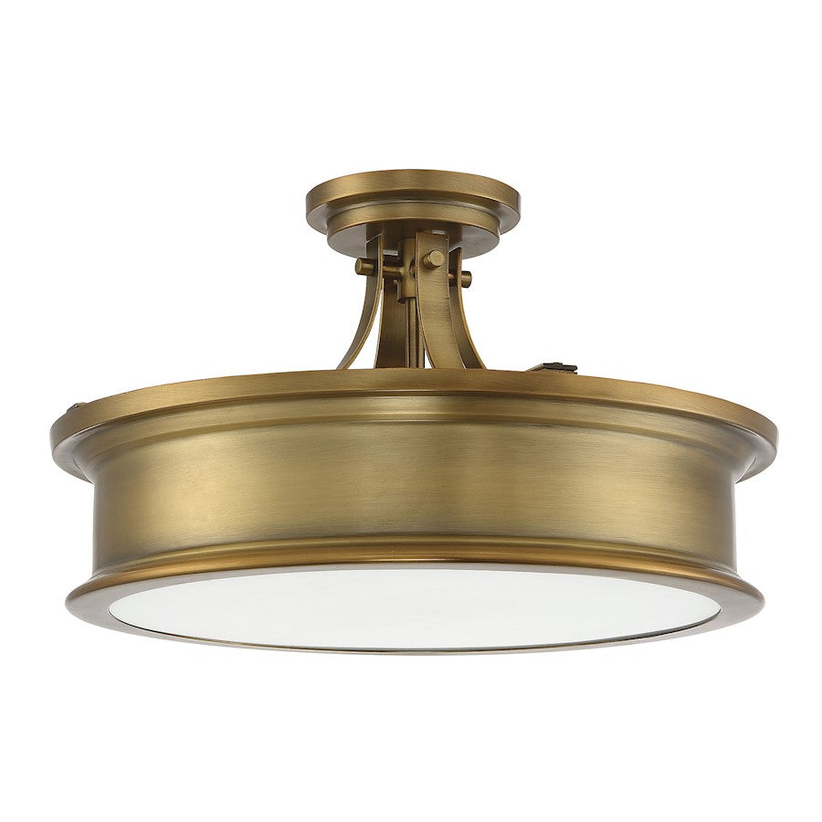 Savoy House Watkins 3-Light 9" Ceiling Light, Warm Brass