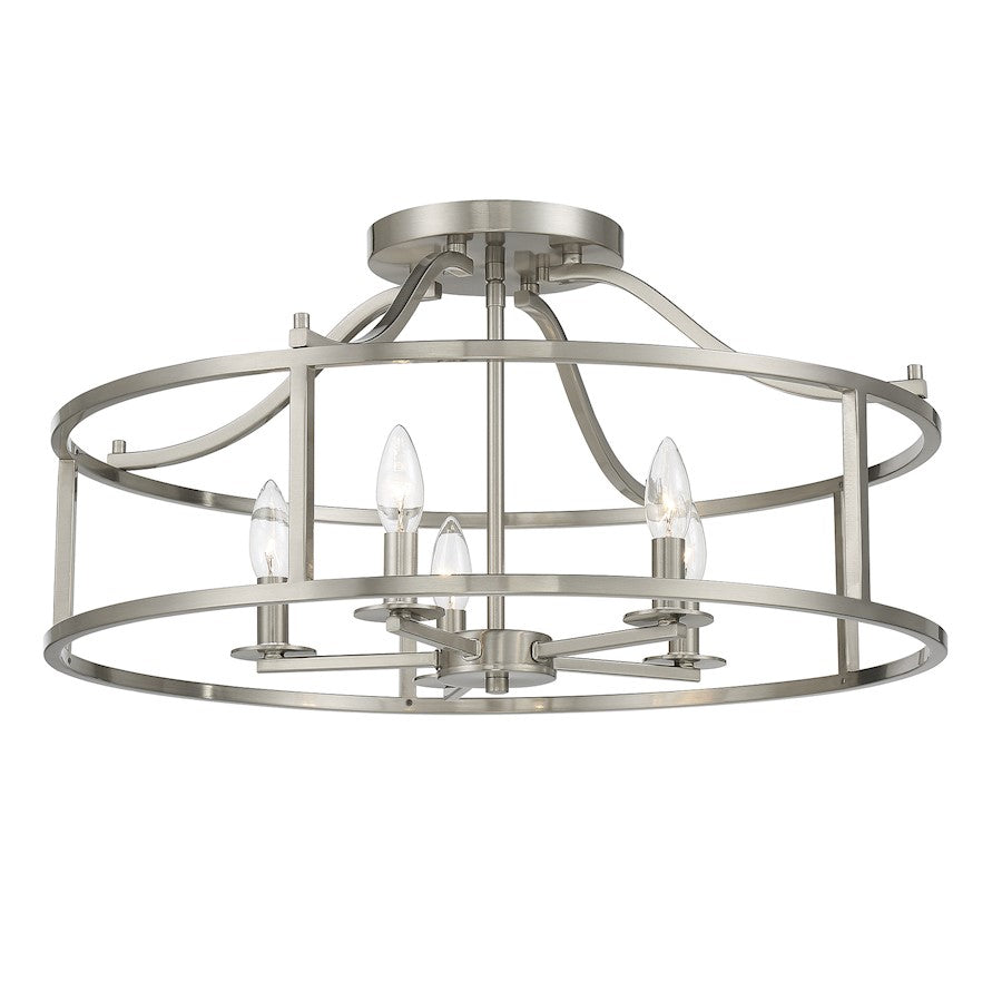 Savoy House Stockton 5-Light Ceiling Light, Satin Nickel