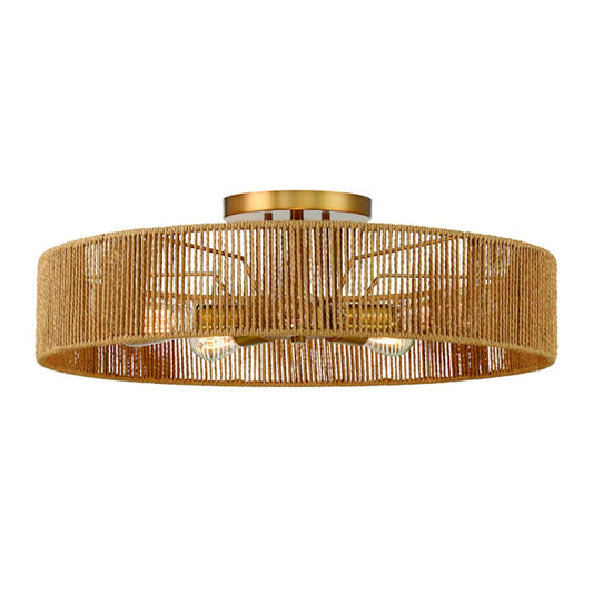 Savoy House Ashe 5-Light Ceiling Light, Warm Brass/Rope
