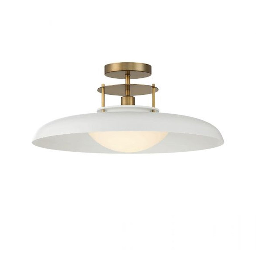 Savoy House Gavin 1-Light Ceiling Light, White/Warm Brass Accents - 6-1685-1-142