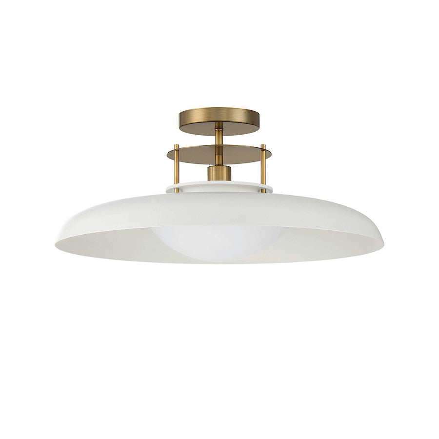 Savoy House Gavin 1-Light Ceiling Light, White/Warm Brass Accents