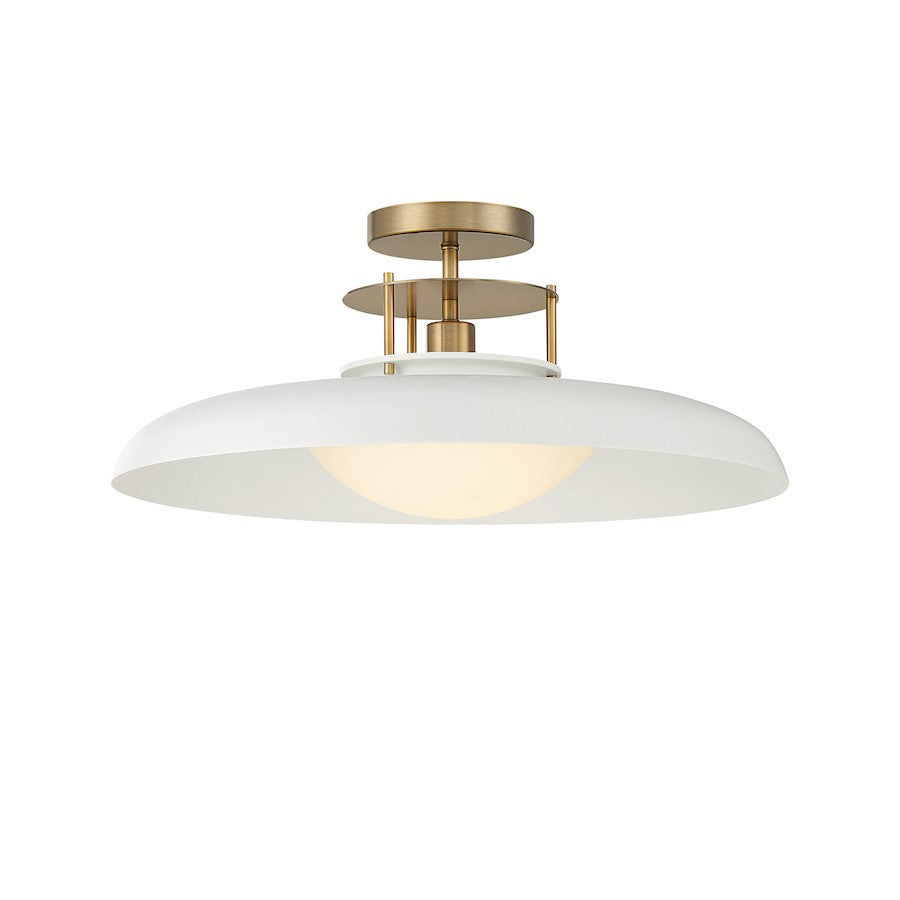 Savoy House Gavin 1-Light Ceiling Light, White/Warm Brass Accents