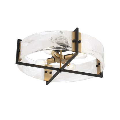 Savoy House Hayward 4Lt Ceiling Light, Black/Brass