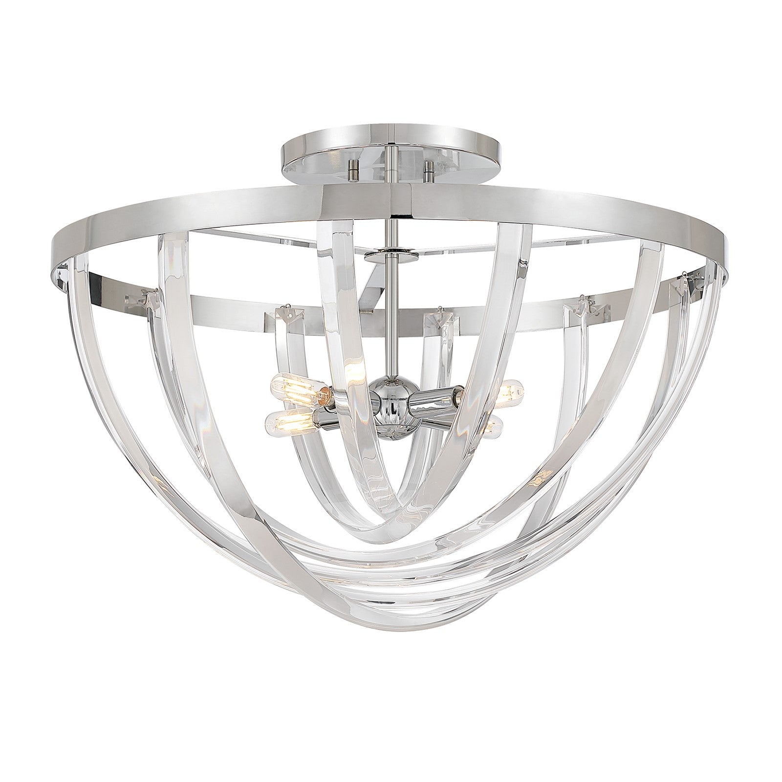 Savoy House Jennings 24in 4-Light Semi-Flush Mount | Modern & Glam Polished Chrome and Acrylic | Foyer & Bedroom Ceiling Light | 24 | Model 6-1777-4-11