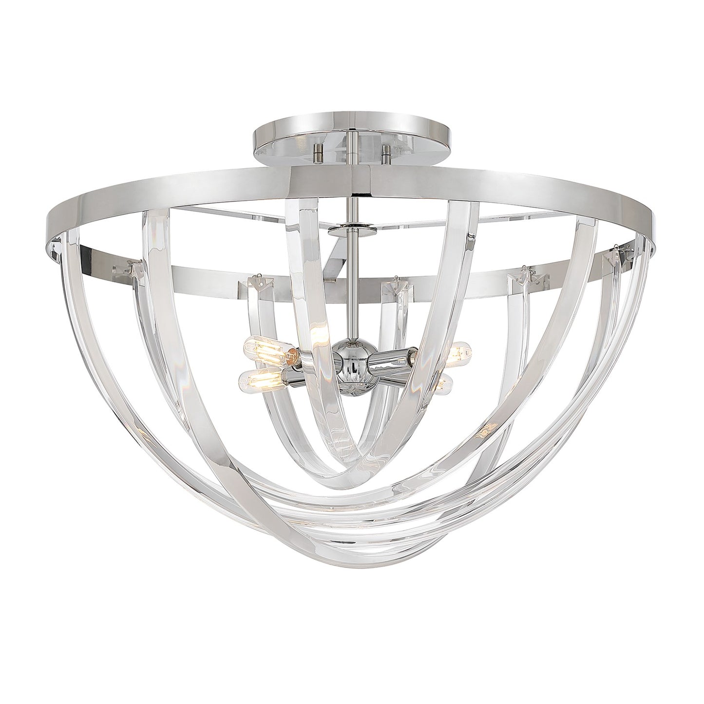 Savoy House Jennings 24in 4-Light Semi-Flush Mount | Modern & Glam Polished Chrome and Acrylic | Foyer & Bedroom Ceiling Light | 24 | Model 6-1777-4-11