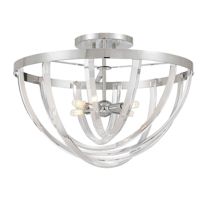 Savoy House Jennings 24in 4-Light Semi-Flush Mount | Modern & Glam Polished Chrome and Acrylic | Foyer & Bedroom Ceiling Light | 24 | Model 6-1777-4-11